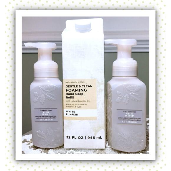 Bath & Body Works WHITE PUMPKIN Gentle Clean Foaming Hand Soaps + Refill